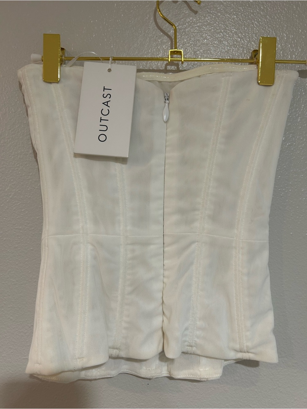 NWT Outcast XS SOLA MESH CORSET TOP WHITE bustier shaping flattering cream - Picture 10 of 14